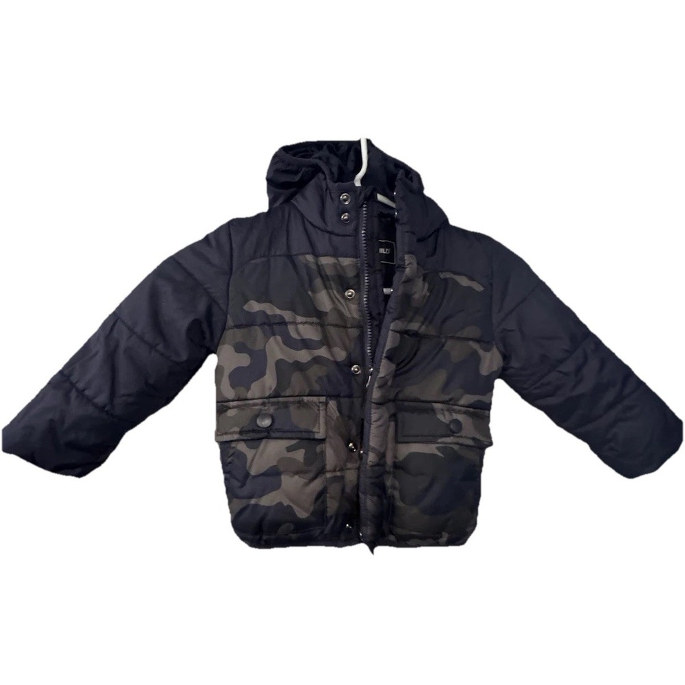 Rothschild Little Boys Puffer Camo Rain Winter Jacket with Hoodie size 24M /2T